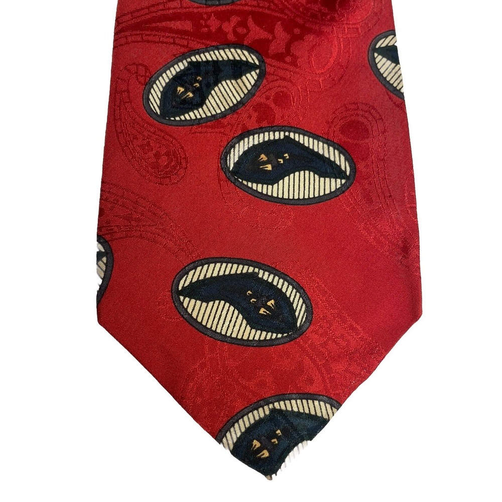 ROBERT TALBOTT Studio Carmel Valley Men's Silk Necktie‎ Hand Sewn Red Black USA